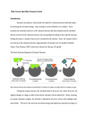 Enzyme activity lab report