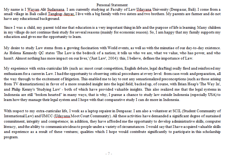 Personal statement essay